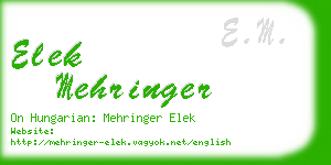 elek mehringer business card